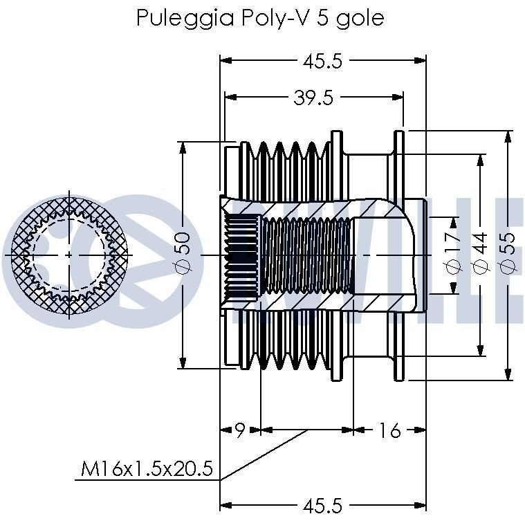 RUVILLE Spriegotājrullītis, Ķīļrievu siksna raksta numurs: 55149 lēti