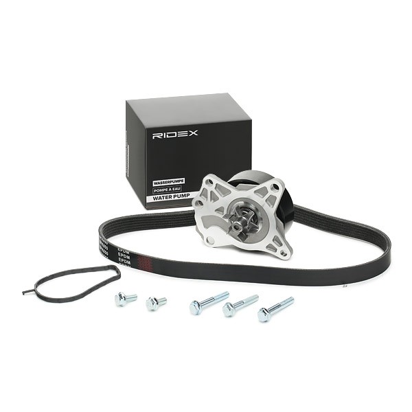 RIDEX Pompa apa + Set curea transmisie cu caneluri număr articol: 4172P0058 ieftin