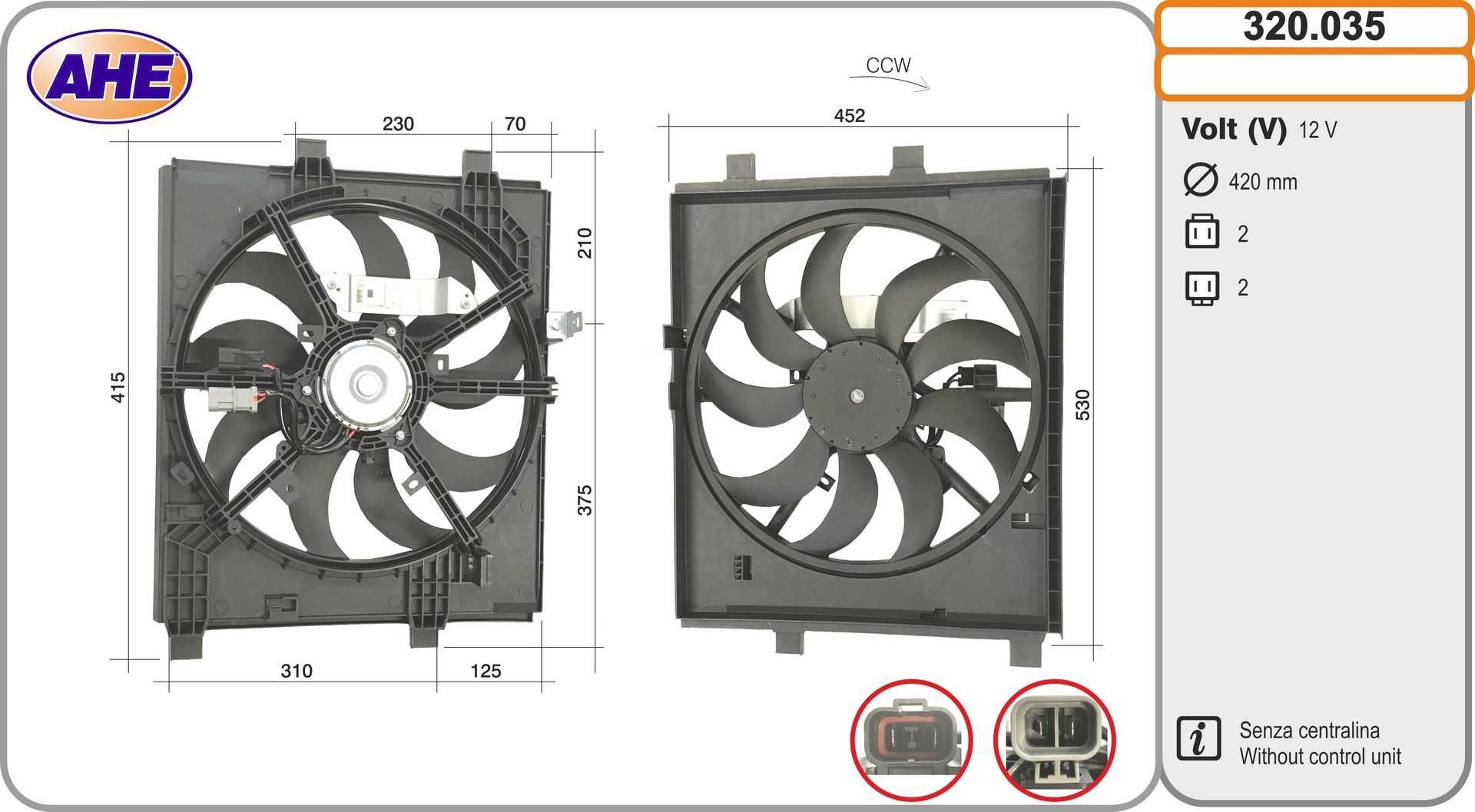 AHE Fan, radiator Article number: 320.035 cheaply