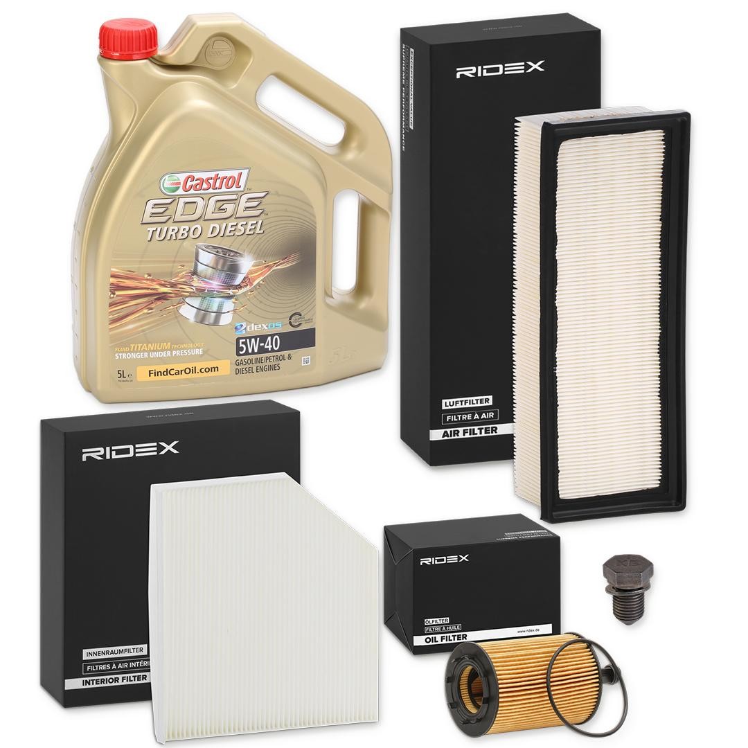 RIDEX Filtrų komplektas su variklio alyva prekės numeris: 100374T0006 nebrangu