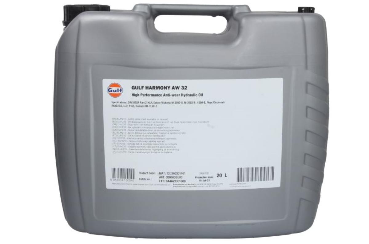 GULF Hydraulic Oil Harmony, AW 32 Article number: 5056004130545 cheaply
