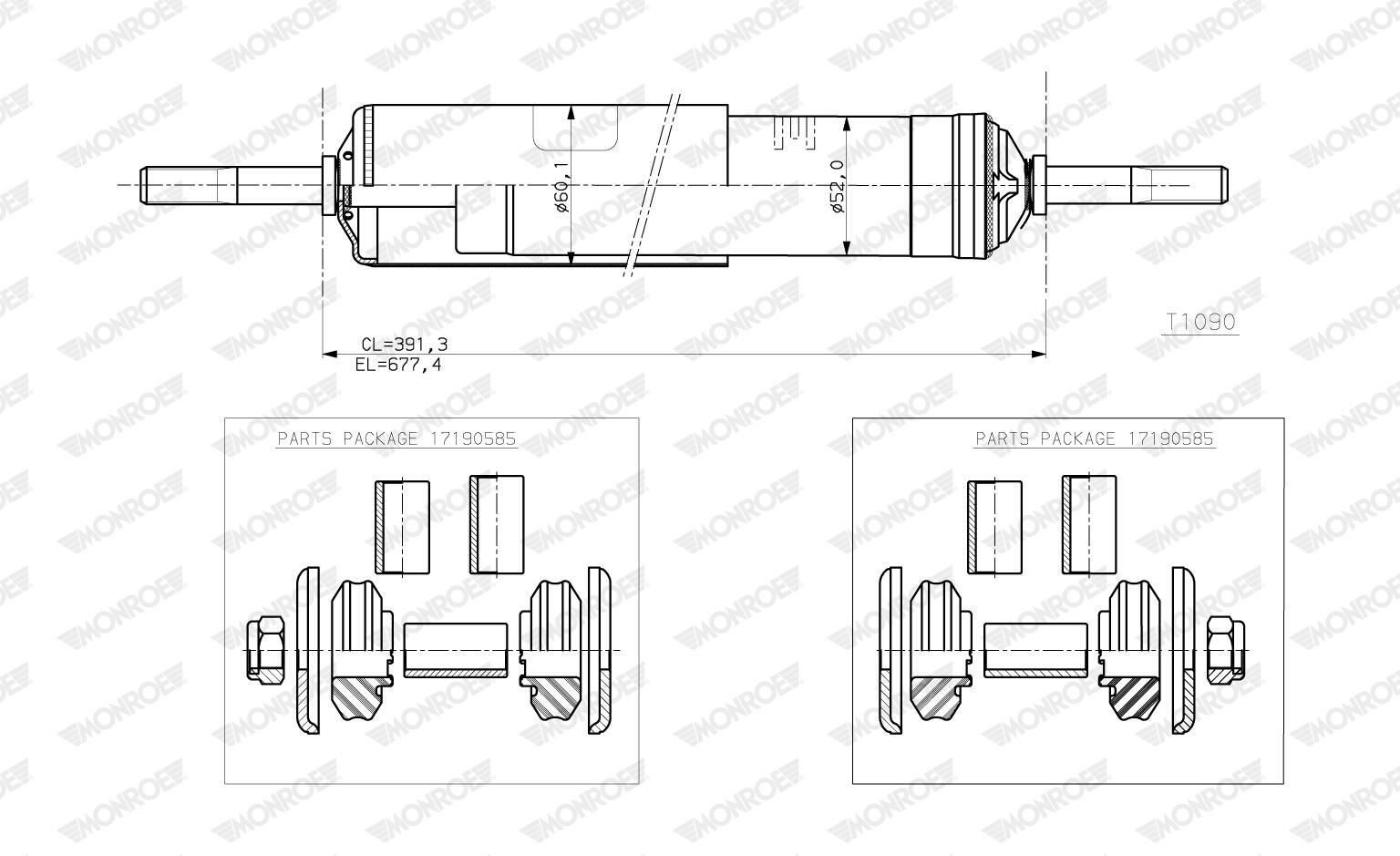MONROE Amortiguador Número de artículo: T1090 a buen precio