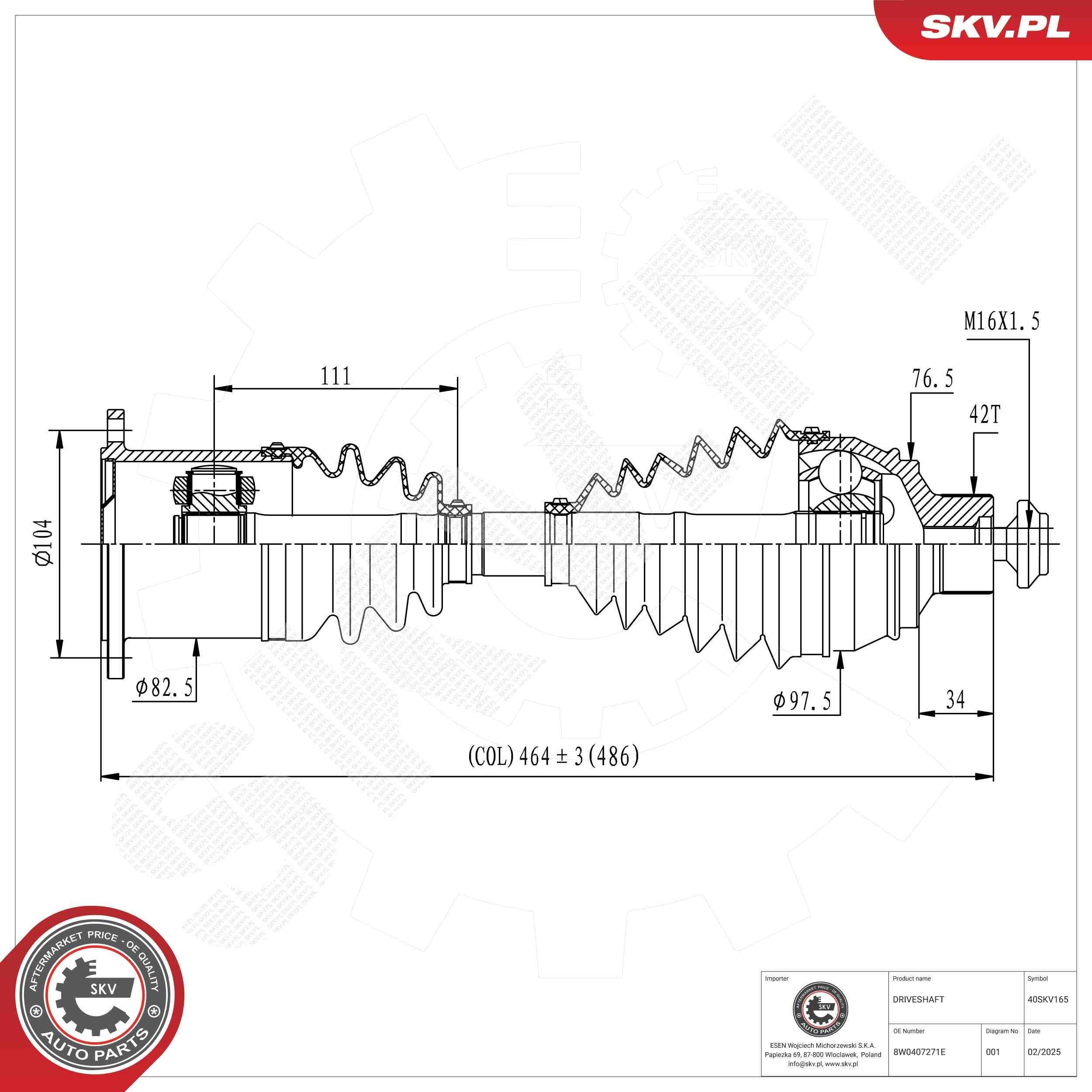 ESEN SKV Arbre de transmission UGS: 40SKV165 à peu de frais
