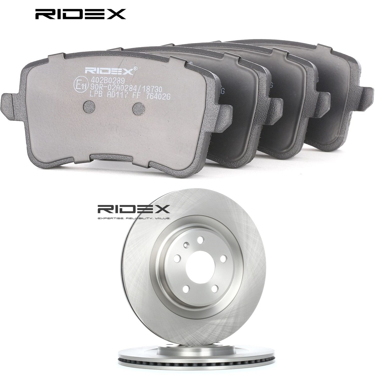 RIDEX Kit de discos de freno y pastillas Número de artículo: 3405B3396 a buen precio