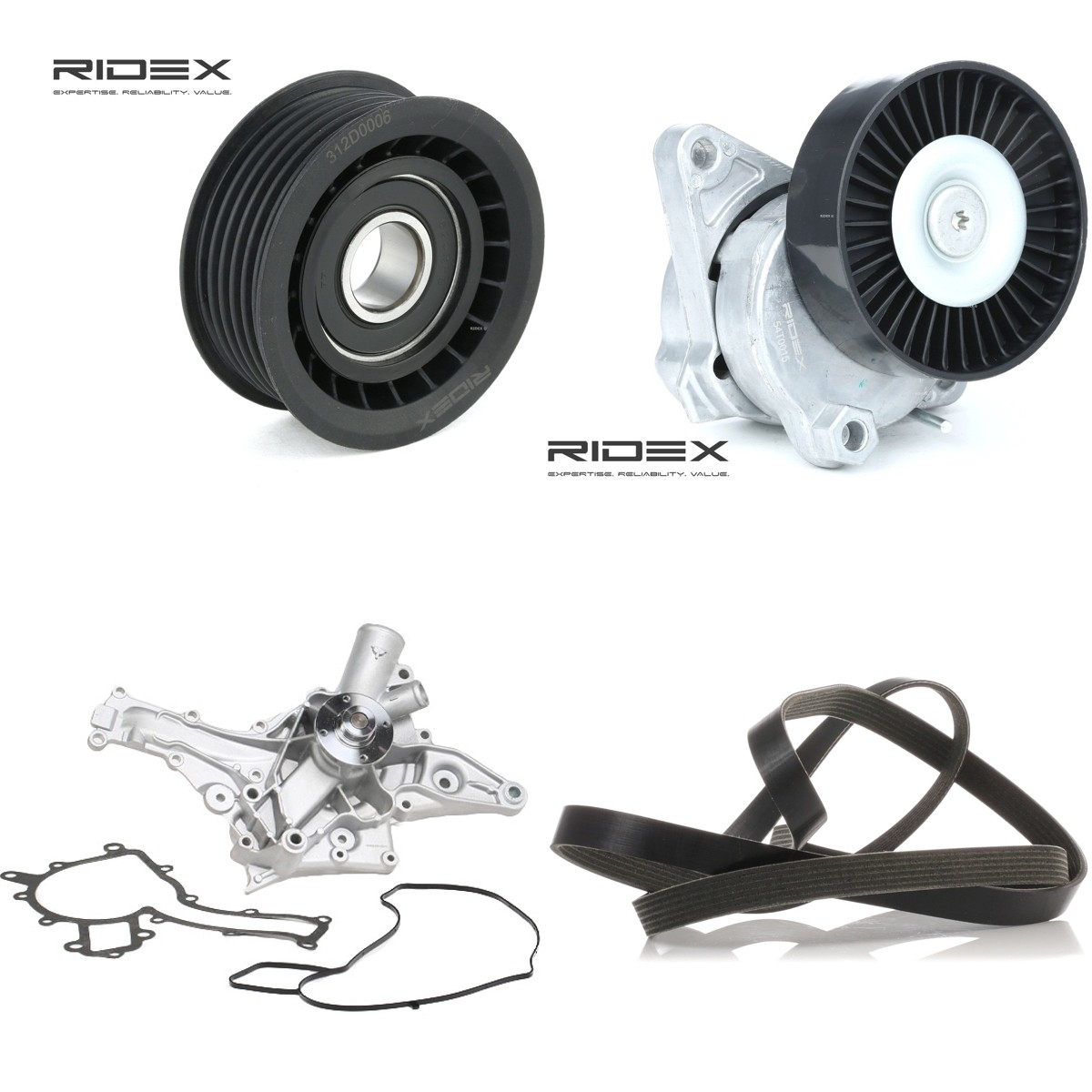 RIDEX 4172P0159 Wasserpumpe + Keilrippenriemensatz
