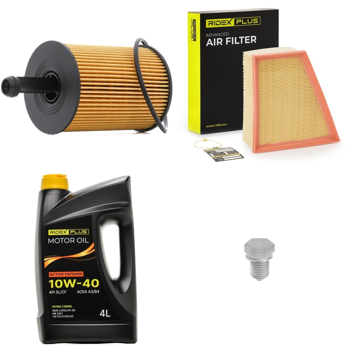 RIDEX PLUS 100374T0242P Ölwechsel-Set mit Motoröl