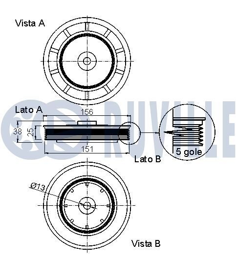 RUVILLE Piedziņas skriemelis, Kloķvārpsta raksta numurs: 515817 lēti