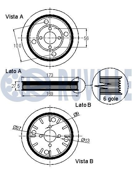 RUVILLE Piedziņas skriemelis, Kloķvārpsta raksta numurs: 515820 lēti