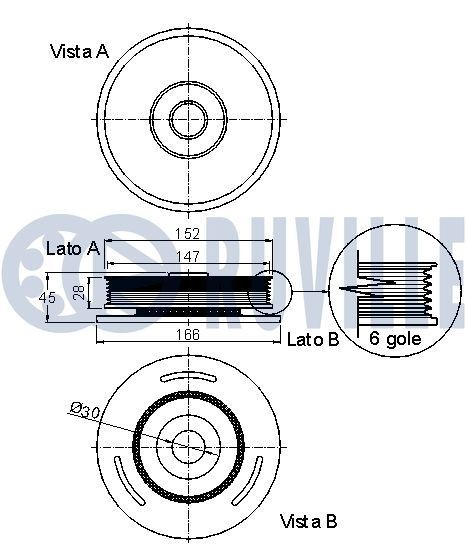 RUVILLE Piedziņas skriemelis, Kloķvārpsta raksta numurs: 515505 lēti