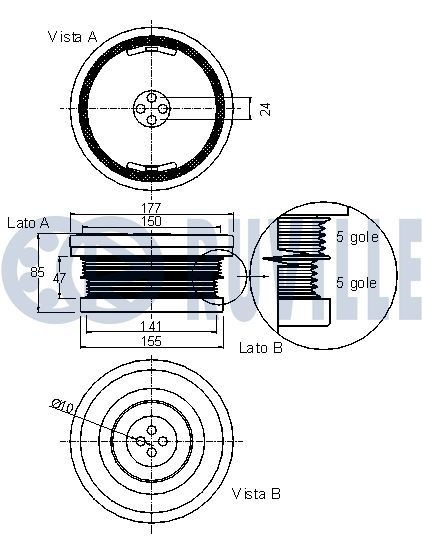 RUVILLE Piedziņas skriemelis, Kloķvārpsta raksta numurs: 515300 lēti