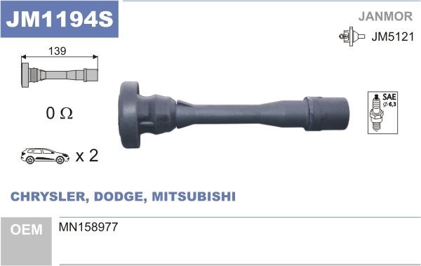 JANMOR Fiche, bobine d'allumage numéro de l'article: JM1194S à bon prix