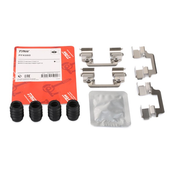TRW PFK660 Σετ βοηθ. εξαρτημάτων, τακάκια φρένων Σειρά 5 530 d xDrive 258 PS Πετρέλαιο 2017