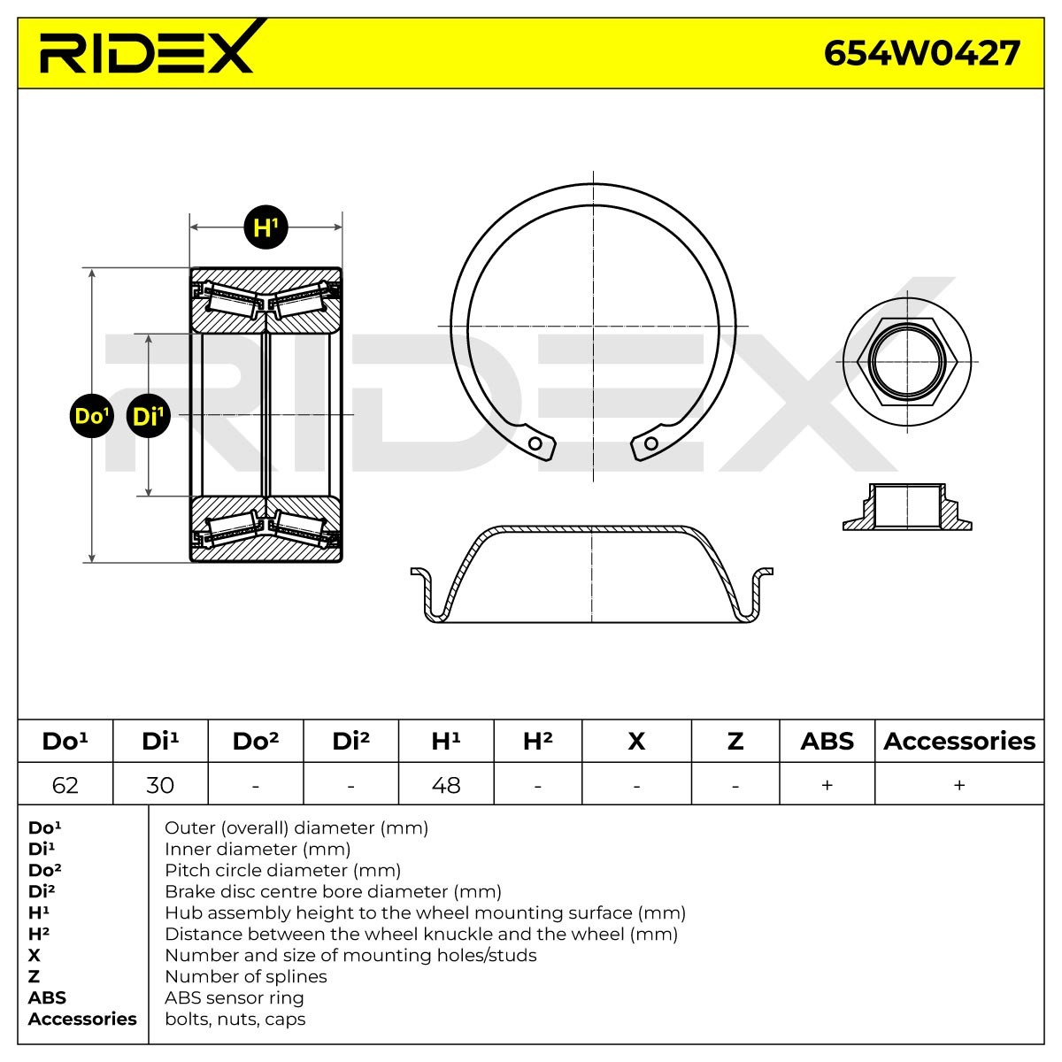 RIDEX Lożisko kolesa - opravná sada číslo článku: 654W0427 lacno
