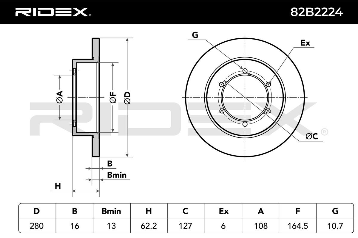 RIDEX Disque de frein UGS: 82B2224 à peu de frais