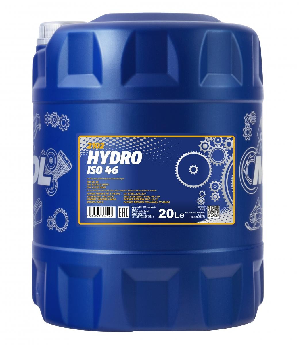 MANNOL Központi hidraulika olaj HYDRO ISO 46. Cikk szám: MN2102-20 olcsó