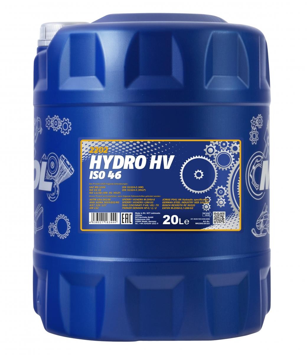 MANNOL Központi hidraulika olaj Hydro HV ISO 46. Cikk szám: MN2202-20 olcsó