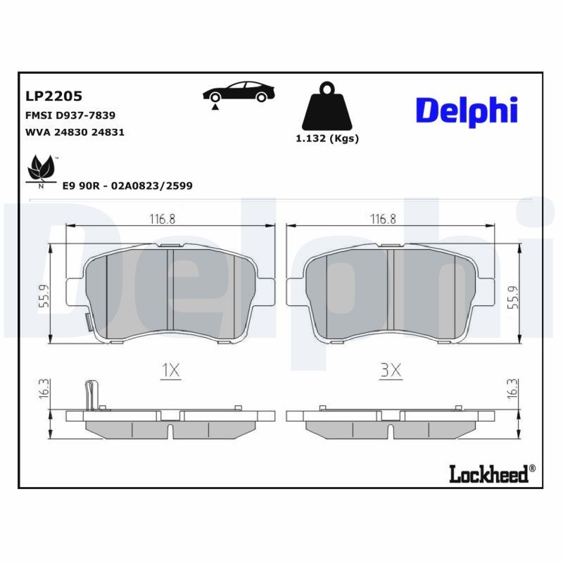DELPHI Remblokken Artikel nummer: LP2205 voordelig