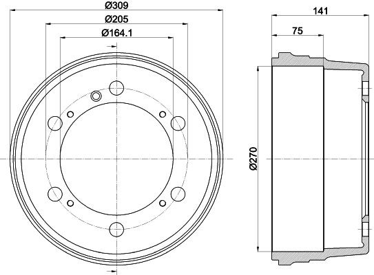 HELLA 8DT 355 301-661 Bremstrommel
