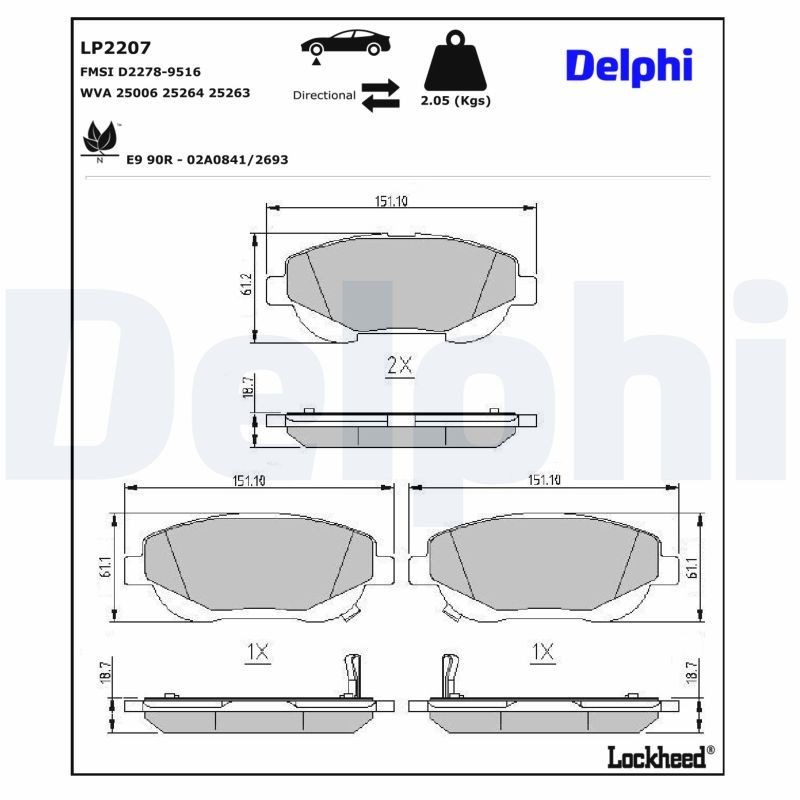 DELPHI Remblokken Artikel nummer: LP2207 voordelig