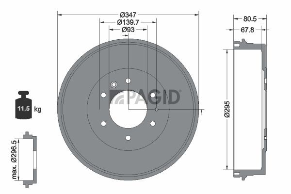 PAGID 61357N Bremstrommel