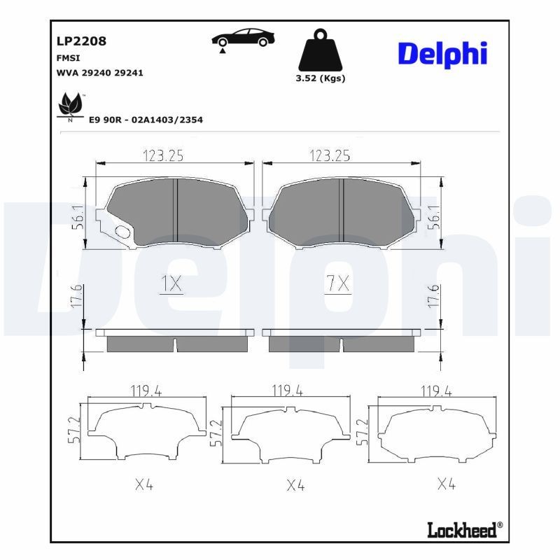 DELPHI Bromsbelägg Artikelnummer: LP2208 billigt