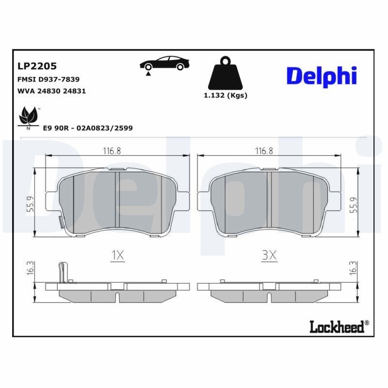 DELPHI Plaquettes de frein UGS: LP2205 à peu de frais